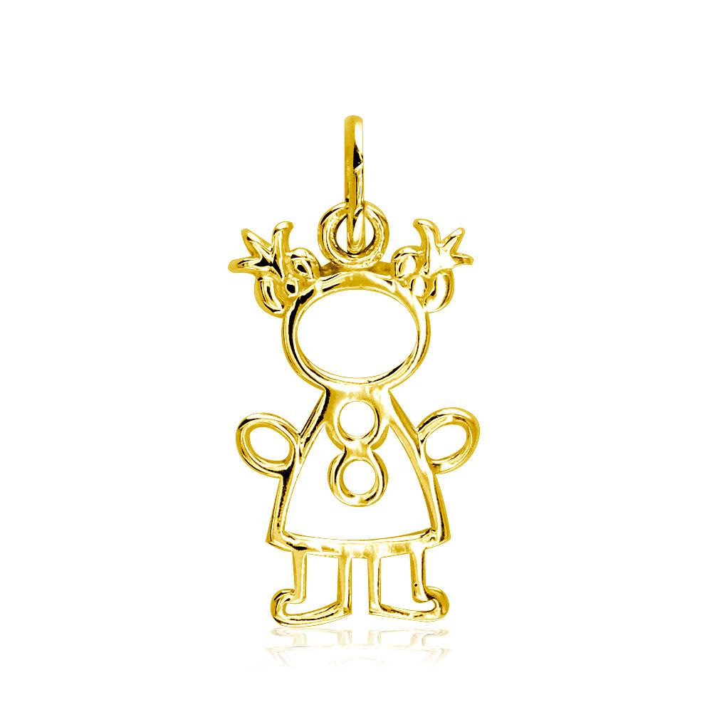 Small Cookie Cutter Girl Charm for Mom, Grandma in 18k Yellow Gold