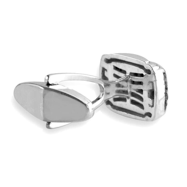 Mens Black Cubic Zirconia Cufflinks in Sterling Silver