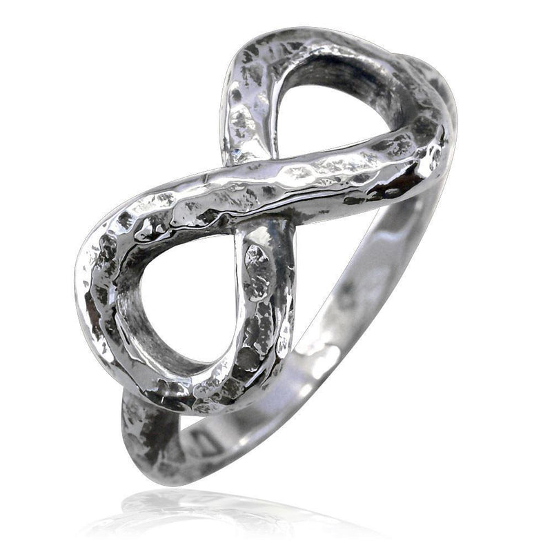 Hammered Infinity Ring in Sterling Silver