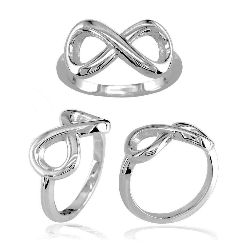 Wide Flowing Infinity Ring in 18k White Gold