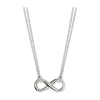 16" Total Length Small Flowing Infinity Charm with Two Knotted Chains in Sterling Silver
