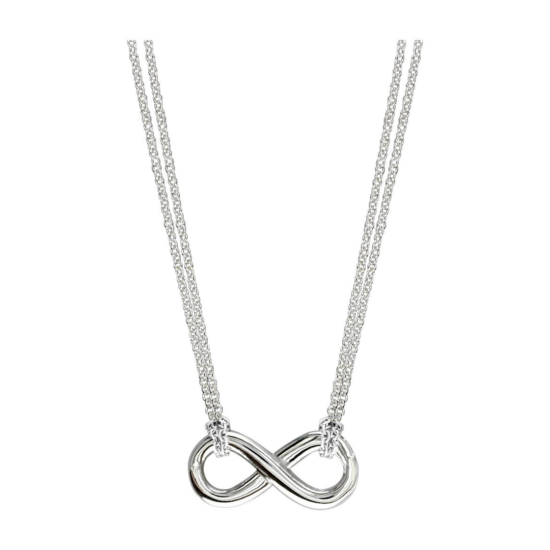 Small Flowing Infinity Charm and Chain with 2 Knots,16 Inches Total #4863H in 14K white gold