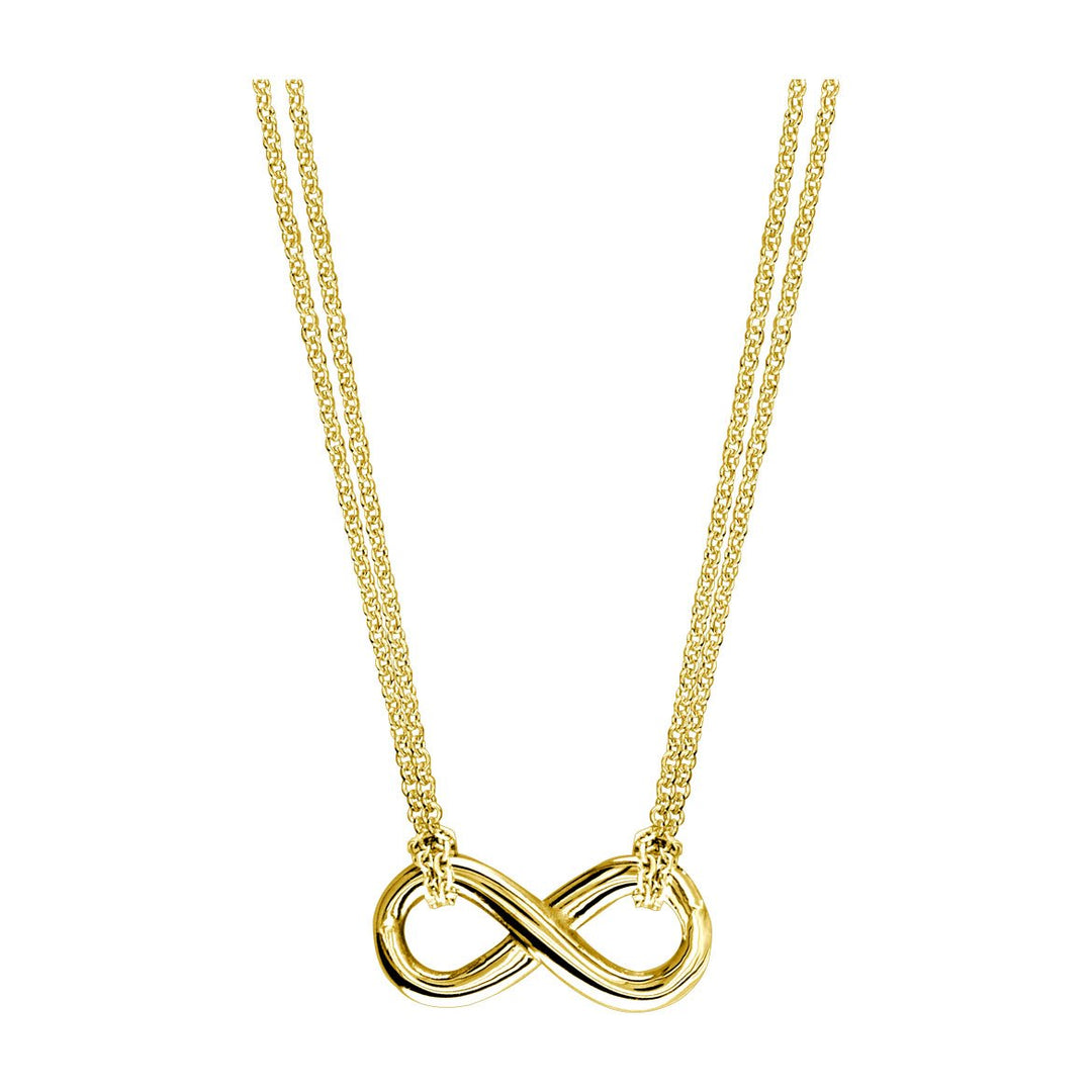 Small Flowing Infinity Charm and Chain with 2 Knots,16 Inches Total #4863H in 14K yellow gold
