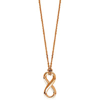 17" Total Length Small Flowing Infinity Charm with Knotted Chain in 14K Pink Gold