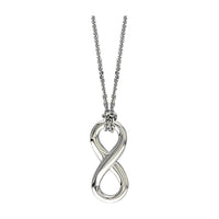 17" Total Length Small Flowing Infinity Charm with Knotted Chain in Sterling Silver
