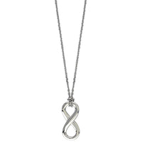 17" Total Length Small Flowing Infinity Charm with Knotted Chain in 14K White Gold