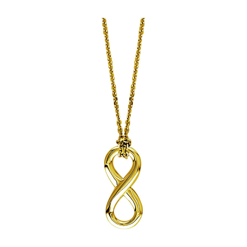 17" Total Length Small Flowing Infinity Charm with Knotted Chain in 14K Yellow Gold