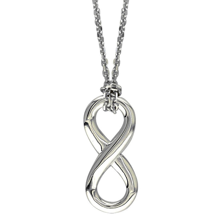 17" Total Length Medium Flowing Infinity Charm with Knotted Chain in Sterling Silver