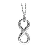 17" Total Length Large Flowing Infinity Charm with Knotted Chain in Sterling Silver