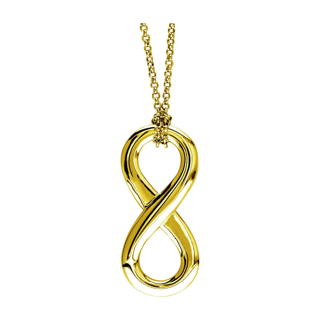 Large Flowing Infinity Charm and Knotted Chain,17 Inches Total #4865 in 14K yellow gold