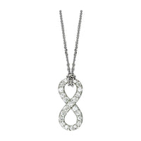 17" Total Length Small Flowing Infinity Charm with Knotted Chain in Sterling Silver and Cubic Zirconias