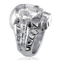 Large Skull Ring High Polished, 1 Inch, Sterling Silver