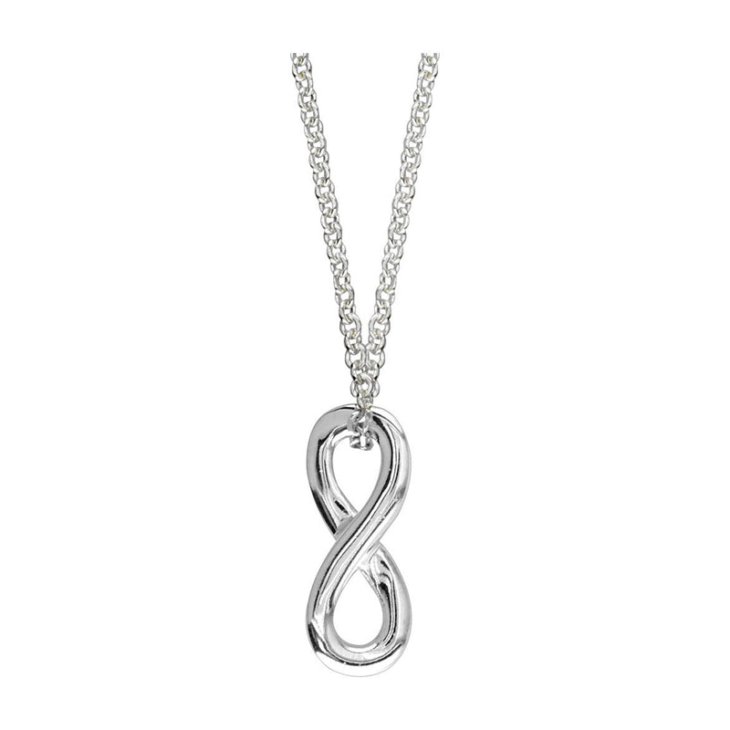 16" Total Length Small Flowing Infinity Charm in Sterling Silver