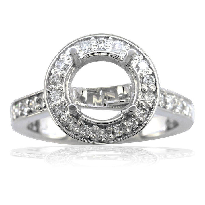 Diamond Halo Engagement Ring Setting, 0.50CT in 14k White Gold
