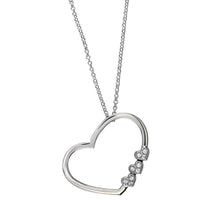 Open Heart and 3 Small Hearts Necklace in Sterling Silver and Cubic Zirconias