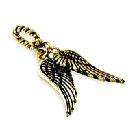 Wings Charm with Black in 14k Yellow Gold, 21mm