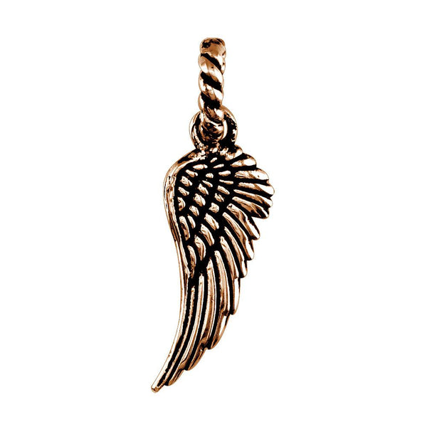 Wing Charm with Black in 14k Pink Gold, 21mm