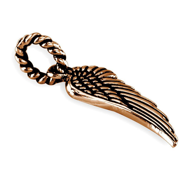 Wing Charm with Black in 14k Pink Gold, 21mm