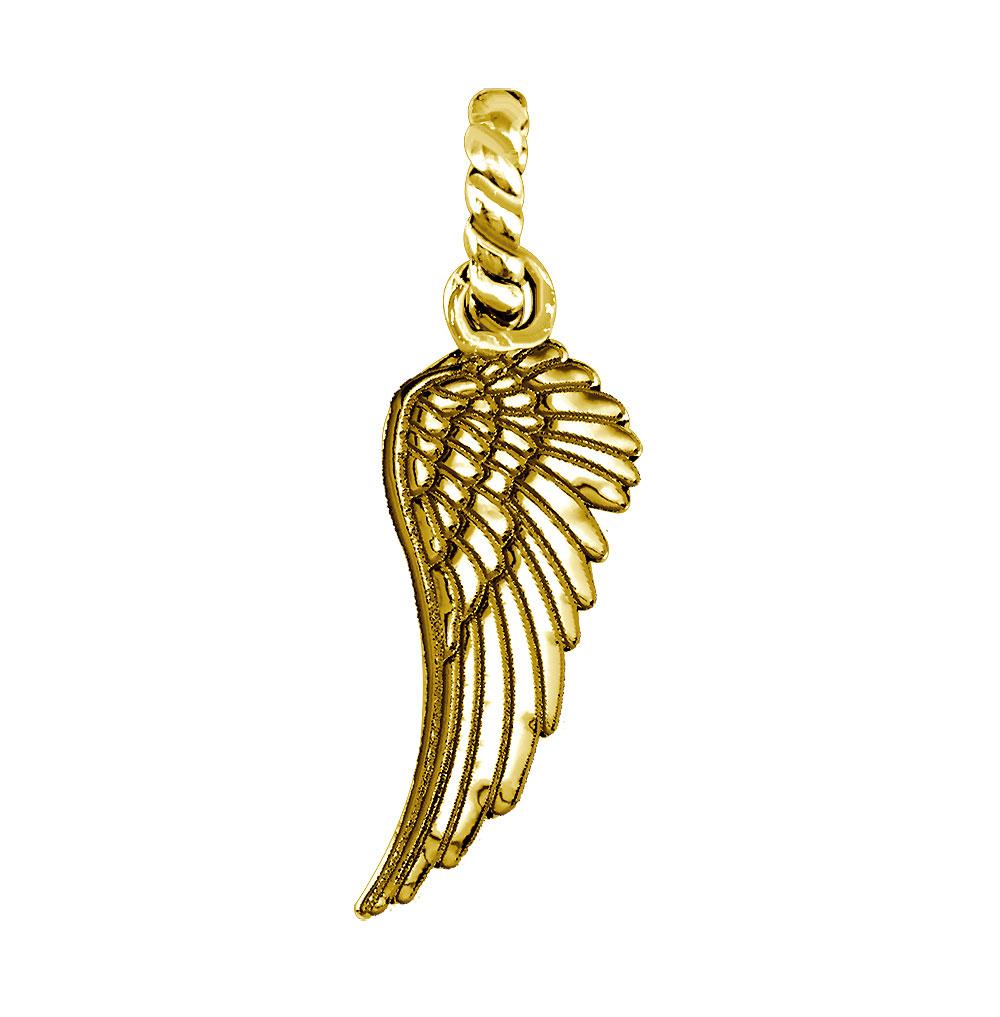 Wing Charm in 14k Yellow Gold, 21mm