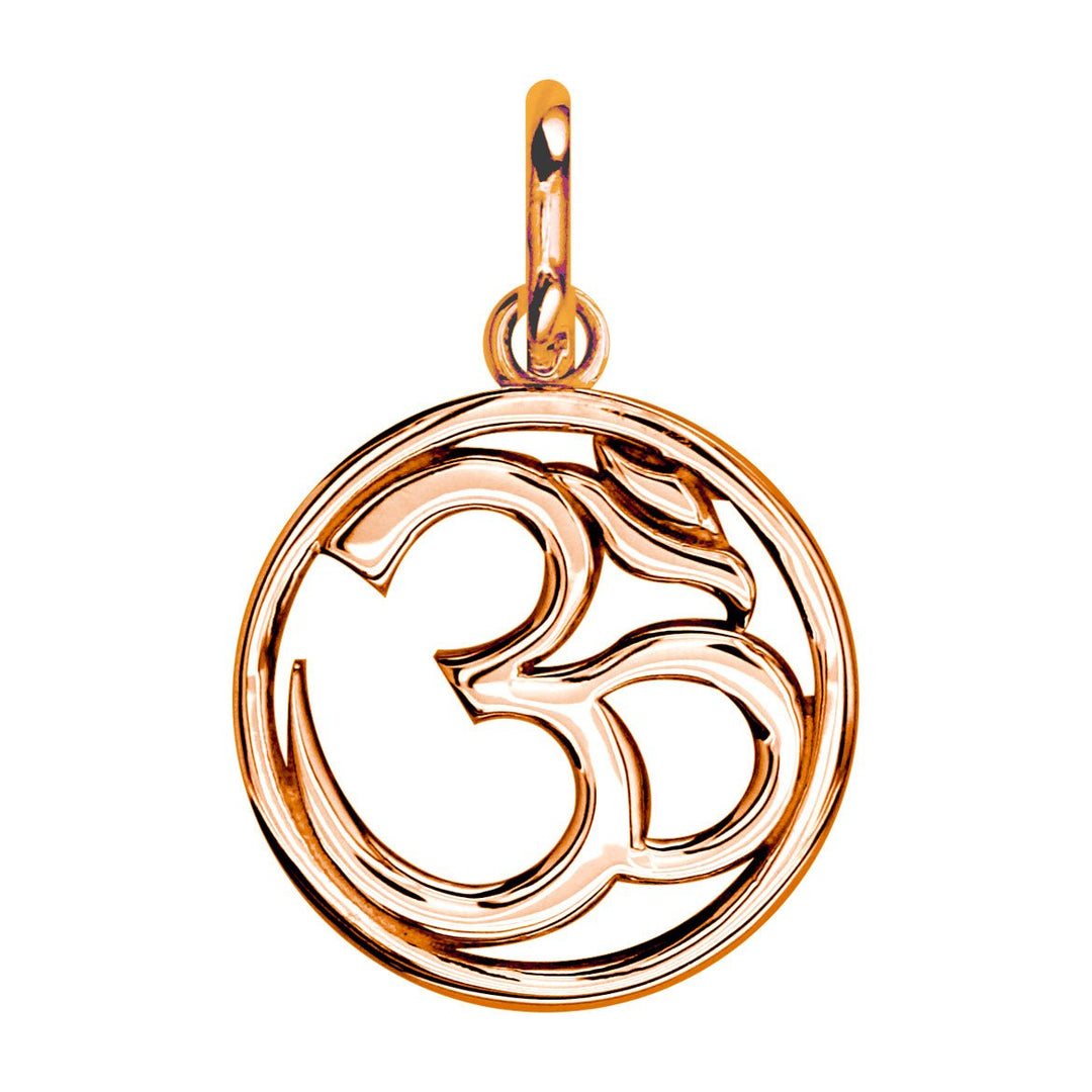 Circle Yoga Ohm,Om, Aum Charm, 20mm #4930 in 18K rose (pink) gold