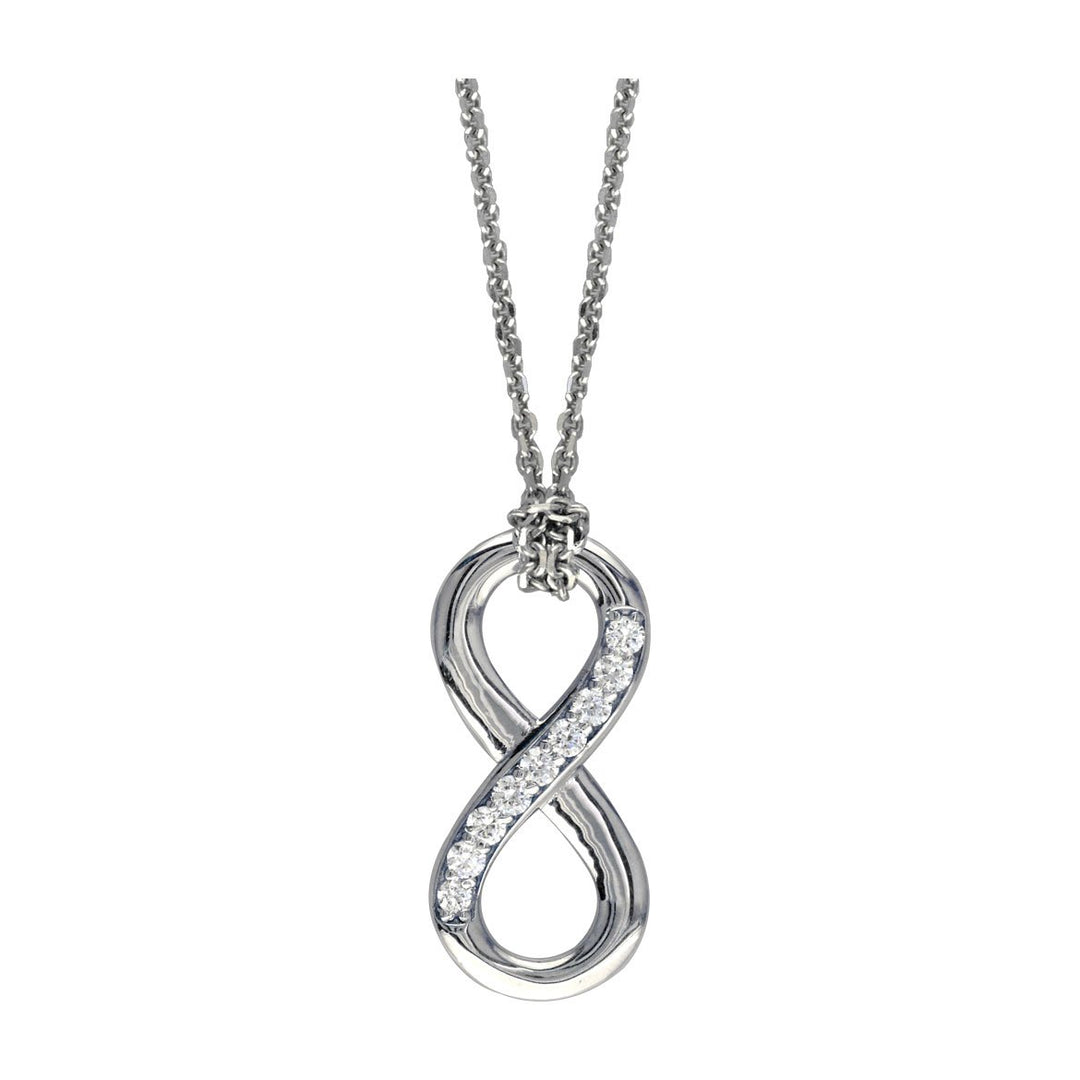 Medium Diamond Flowing Infinity Charm with Knotted Chain,17" # 4932 in 14K white gold