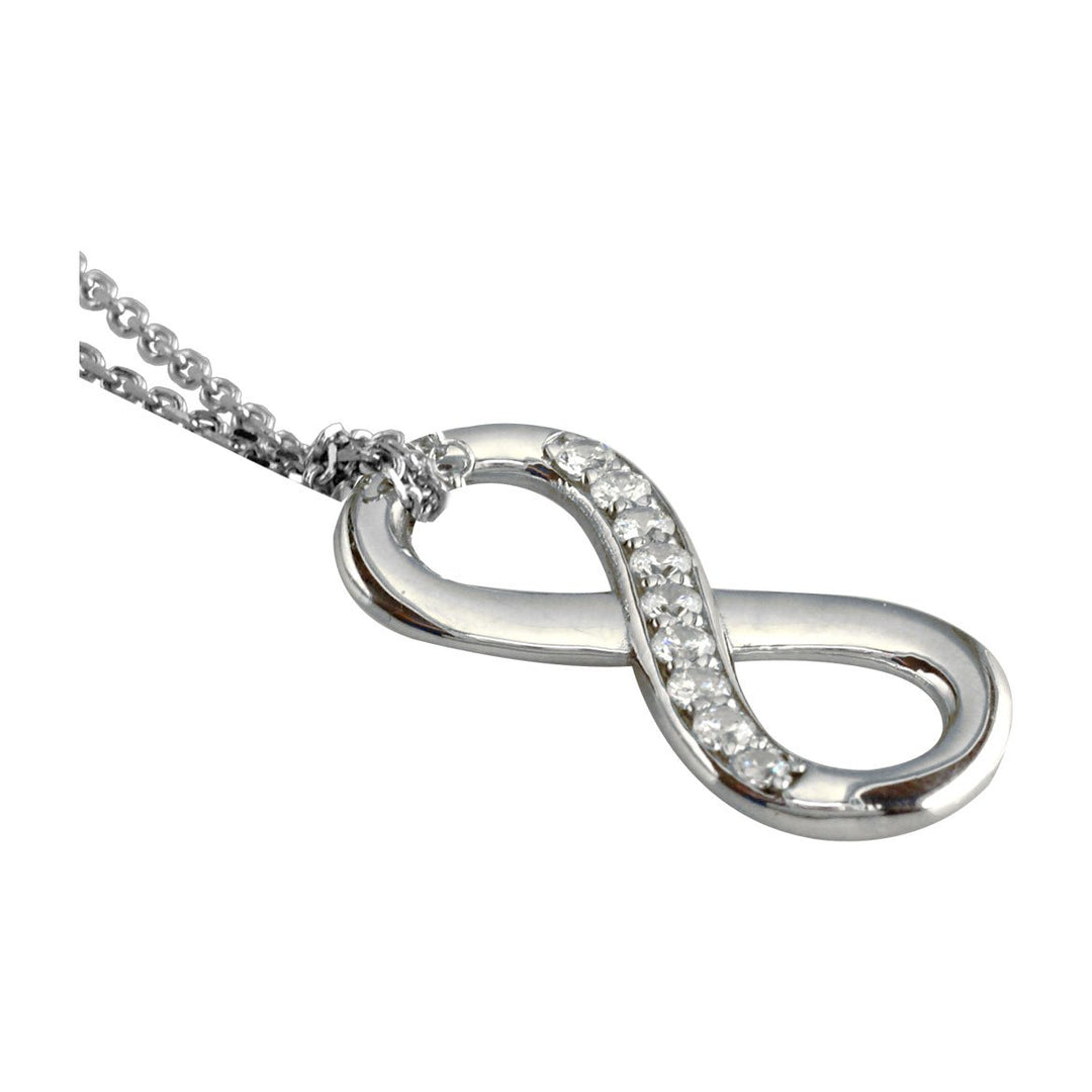 Medium Diamond Flowing Infinity Charm with Knotted Chain,17" # 4932 in 14K white gold