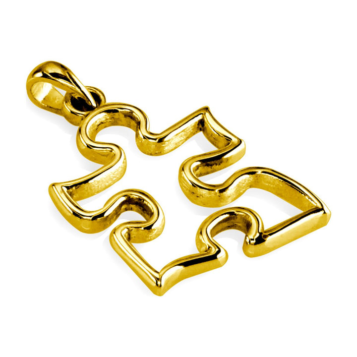 14k Yellow Gold Medium Autism Awareness Open Puzzle Piece Charm, 20mm in 14K yellow gold