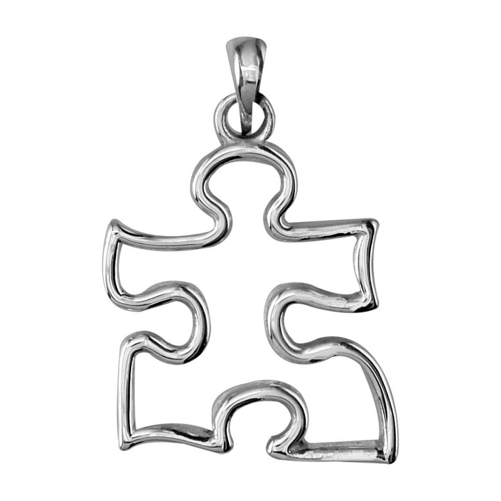 18k White Gold Medium Autism Awareness Open Puzzle Piece Charm, 20mm in 18K white gold