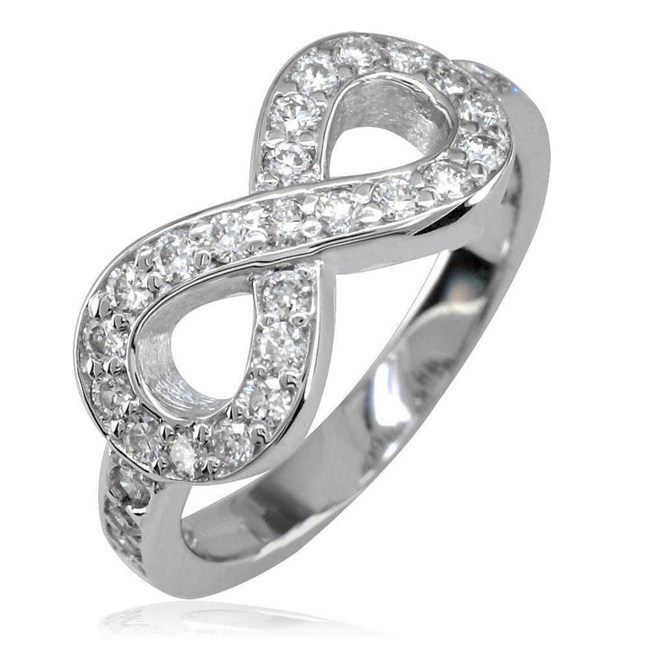 Infinity Ring in Sterling Silver and Cubic Zirconia with Wall