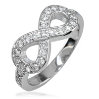 Diamond Infinity Ring in 14K White Gold, 0.70CT with Wall