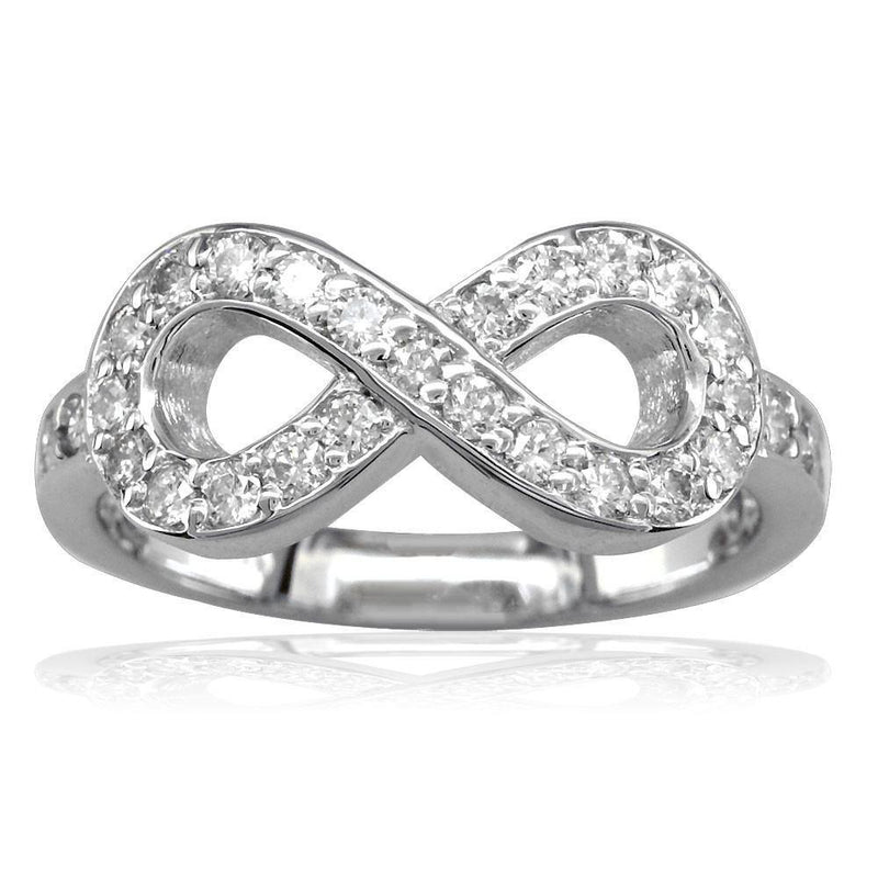 Diamond Infinity Ring in 14K White Gold, 0.70CT with Wall