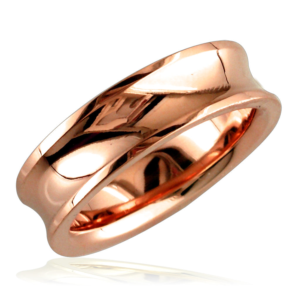 Concave Wedding Ring,6mm in 18k Pink Gold, size 7.5