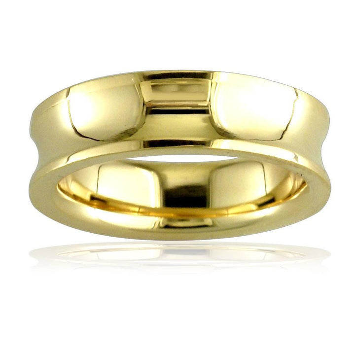 Concave Wedding Ring,6mm in 14k Yellow Gold, size 7.5