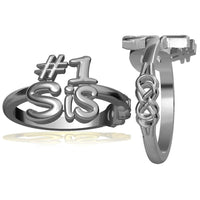 Sisters Double Infinity Ring, #1 Sis in Sterling Silver