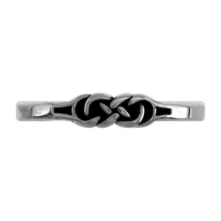Thin Double Infinity Ring with Black in Sterling Silver