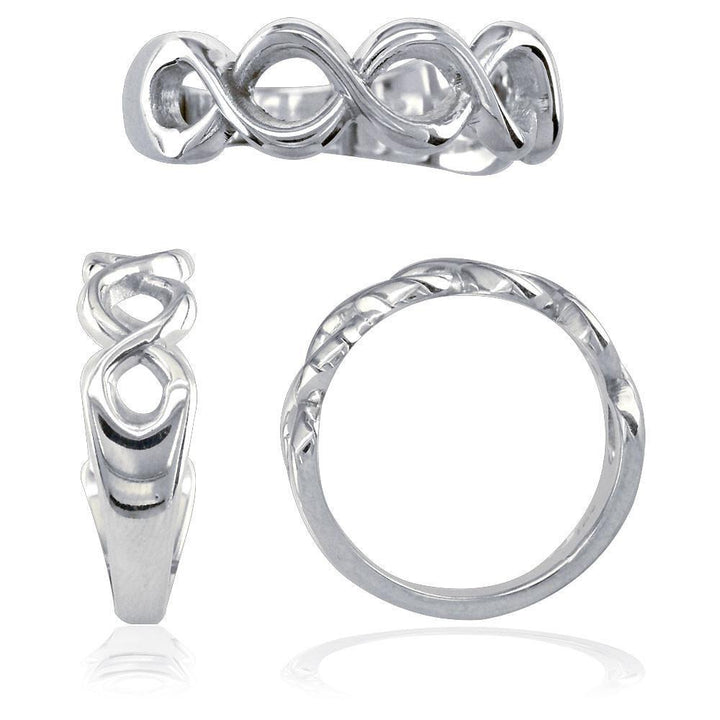 Weaving Infinity Band, Halfway, 6mm in 14K White Gold