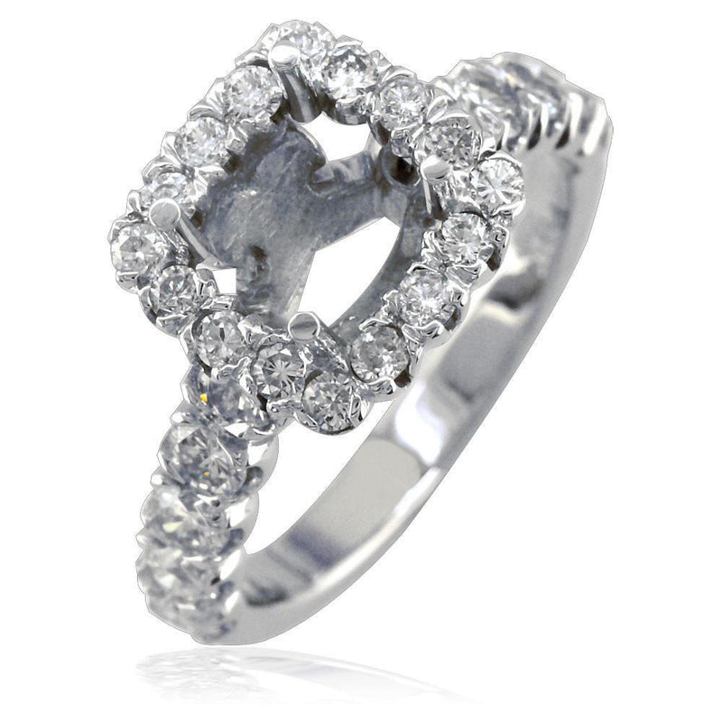 Diamond Halo Engagement Ring Setting in 14K White Gold, 1.64CT