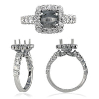 Diamond Halo Engagement Ring Setting in 14K White Gold, 1.64CT