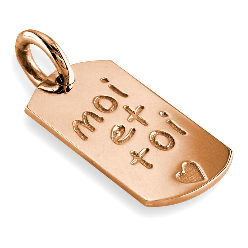 Moi Et Toi, Me and You, Dog Tag Charm in 18k Pink, Rose Gold