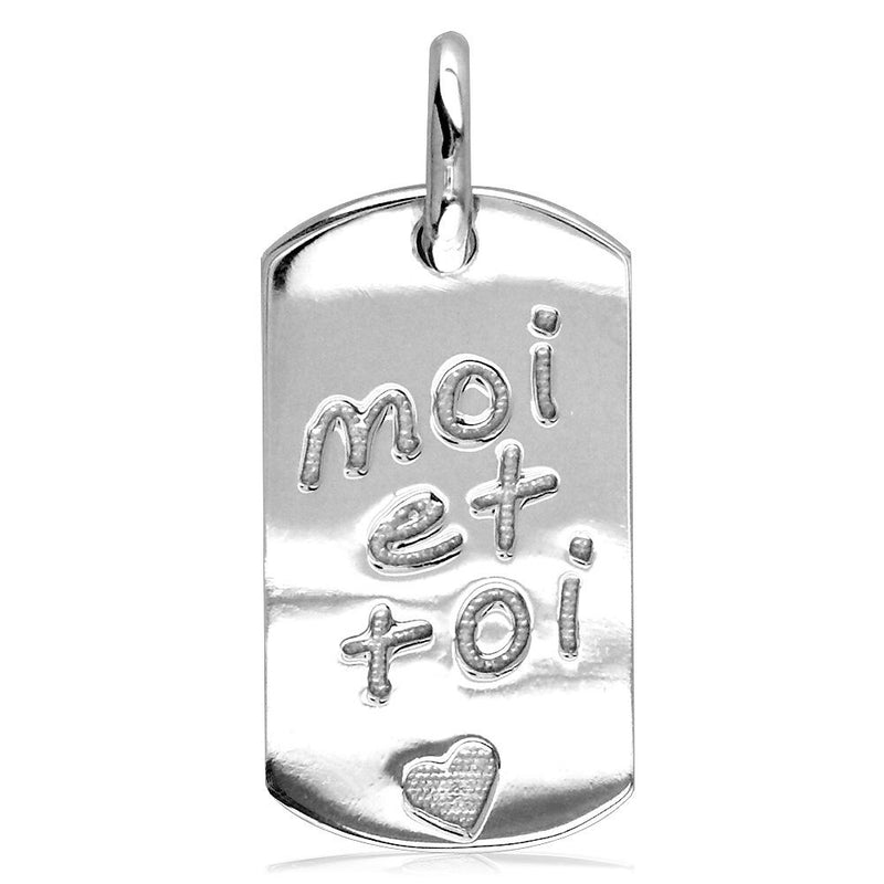 Moi Et Toi, Me and You, Dog Tag Charm in Sterling Silver