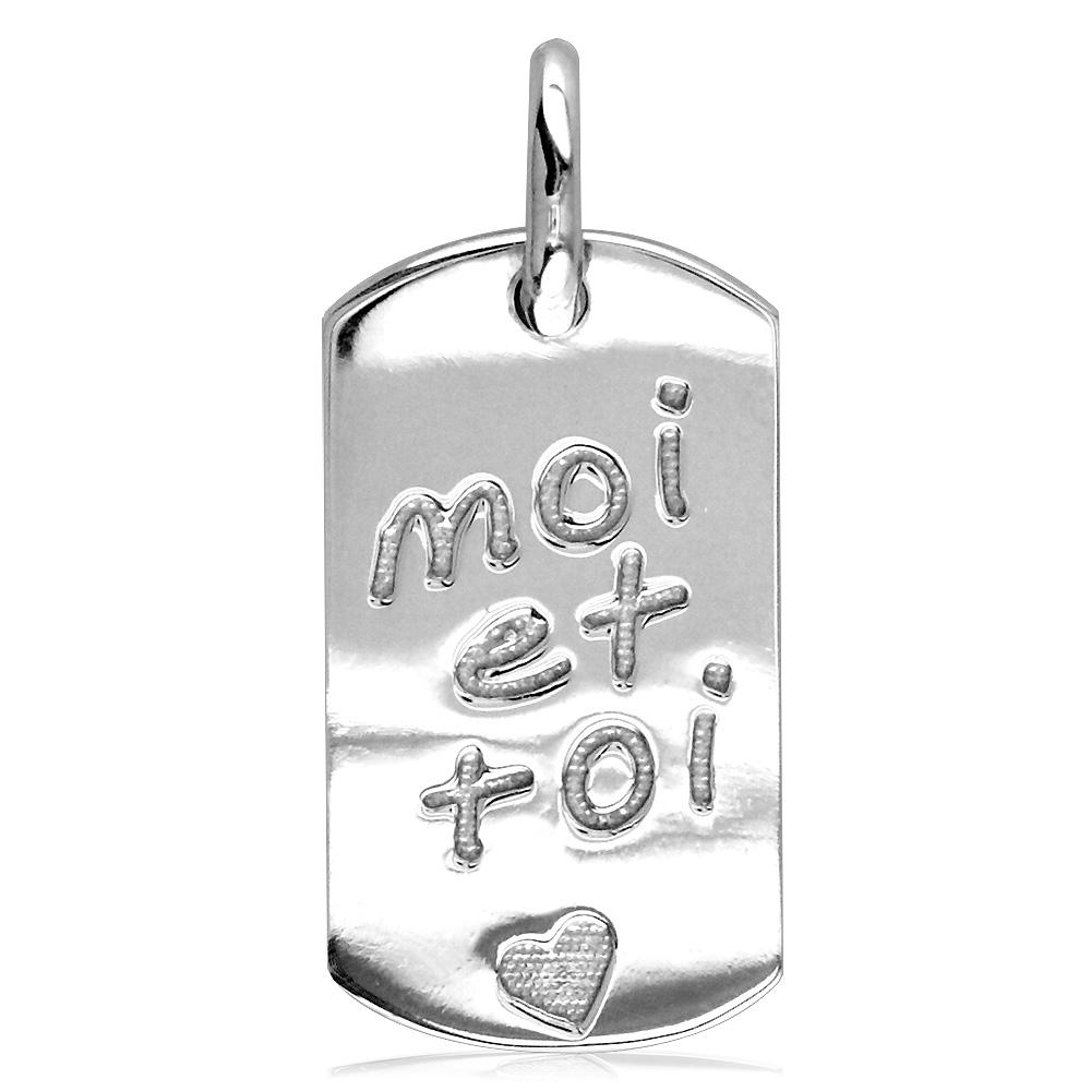 Moi Et Toi, Me and You, Dog Tag Charm in 18k White Gold