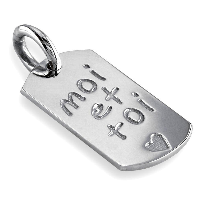Moi Et Toi, Me and You, Dog Tag Charm in 14K White Gold