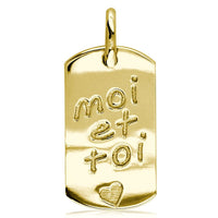 Moi Et Toi, Me and You, Dog Tag Charm in 14K Yellow Gold