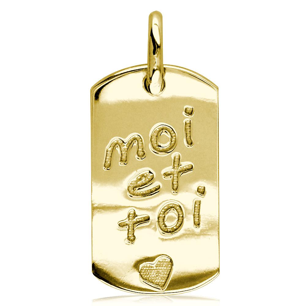 Moi Et Toi, Me and You, Dog Tag Charm in 18k Yellow Gold