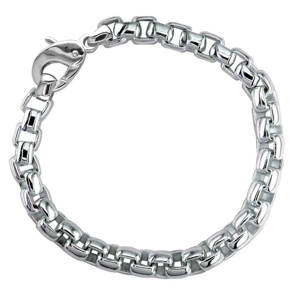 Extra Large Rounded Box Links Bracelet with Black in Sterling Silver
