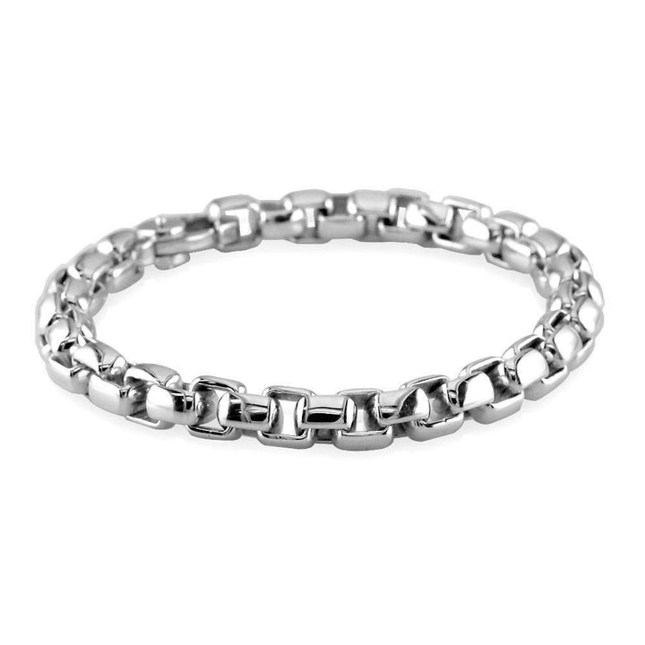 Extra Large Rounded Box Links Bracelet in Sterling Silver