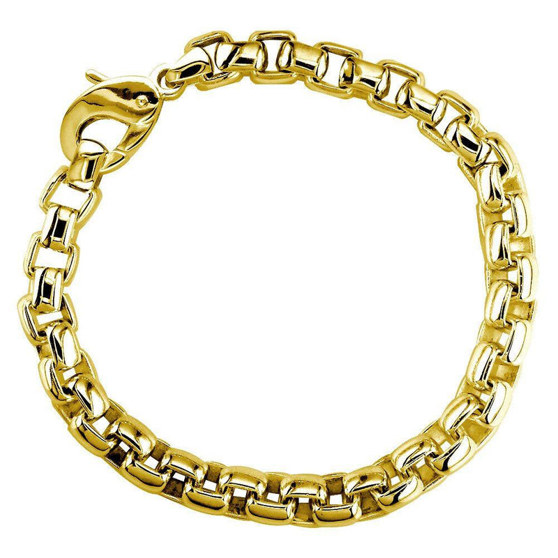 Extra Large Rounded Box Links Bracelet in 14K Yellow Gold