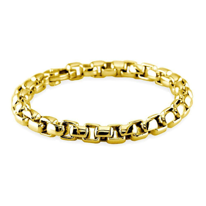 Extra Large Rounded Box Links Bracelet in 14K Yellow Gold