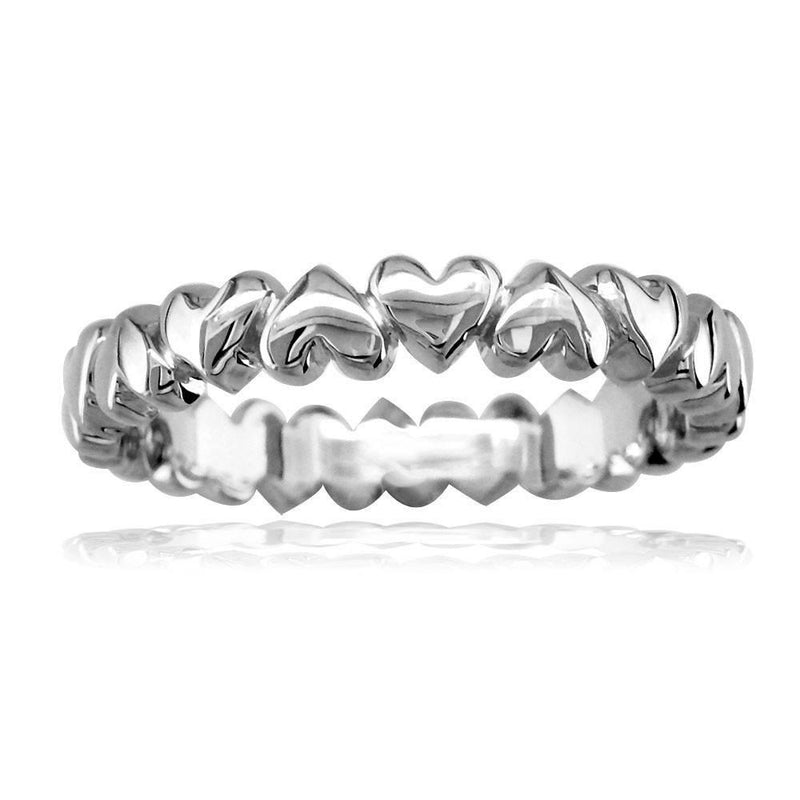 Eternity Hearts Stacker Ring in 14K White Gold