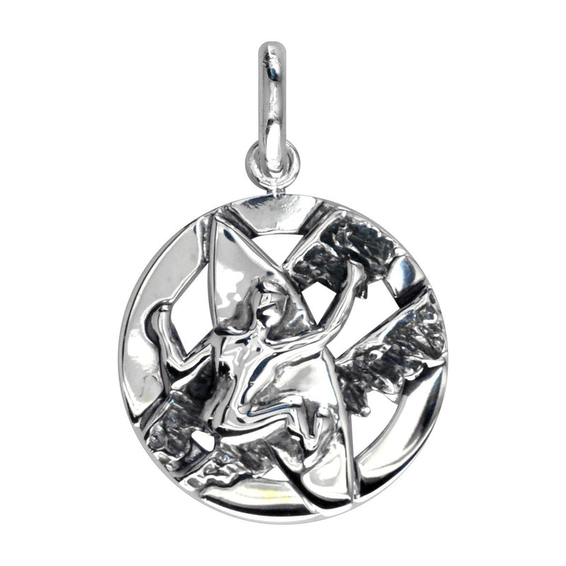 Round Surfer Charm in Sterling Silver